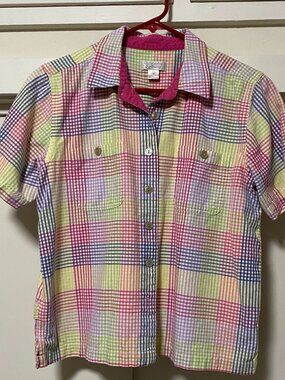 Christopher & Banks short sleeve, button-down blouse, size M